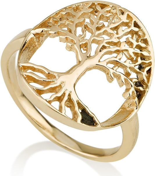 14K Gold Plated Tree of Life Symbol Ring Statement Jewelry